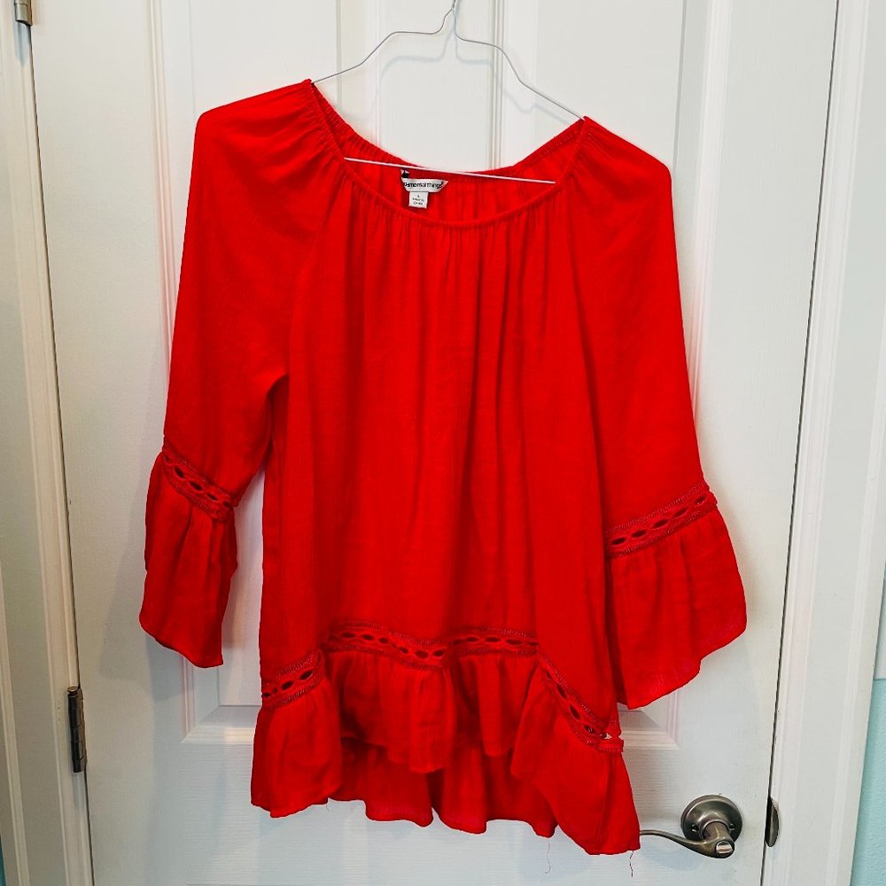 Fundamental Things Red/Orange Boho Top L
